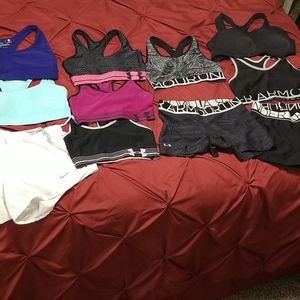 Sports bras and athletic shorts bundle